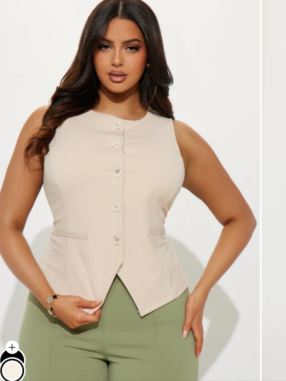 Fashion Nova Beige Tailored Sleeveless Button Vest | NWT